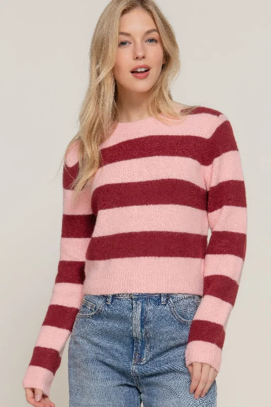 Members Only Long Slv Crew Neck Stripe Sweater