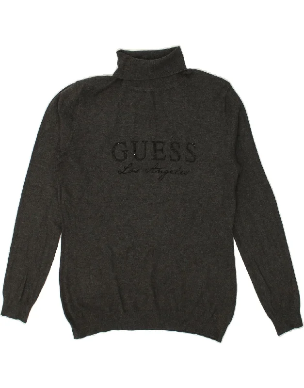 Warehouse Sale GUESS Womens Graphic Roll Neck Jumper Sweater UK 18 XL Black
