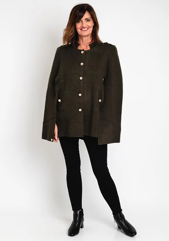 Online Exclusive Malissa J One Size Military Style Cape, Khaki