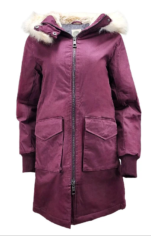 Must-Have Deals HoodLamb Women's Aubergine Long Natural Hemp Hooded Parka 420 NWT