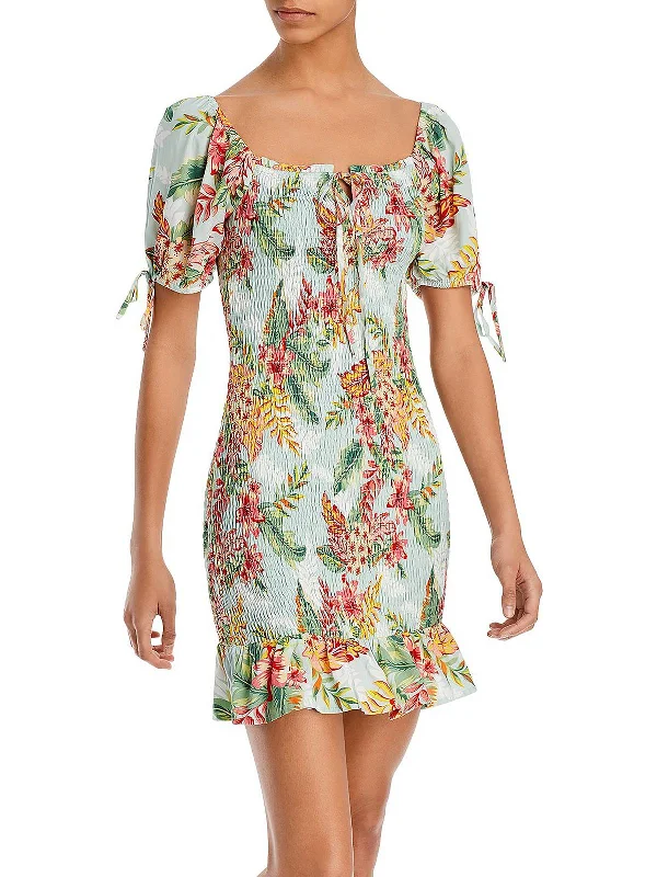 Reduced Prices Seaside Breeze Womens Tie Sleeve Ruffled Mini Dress