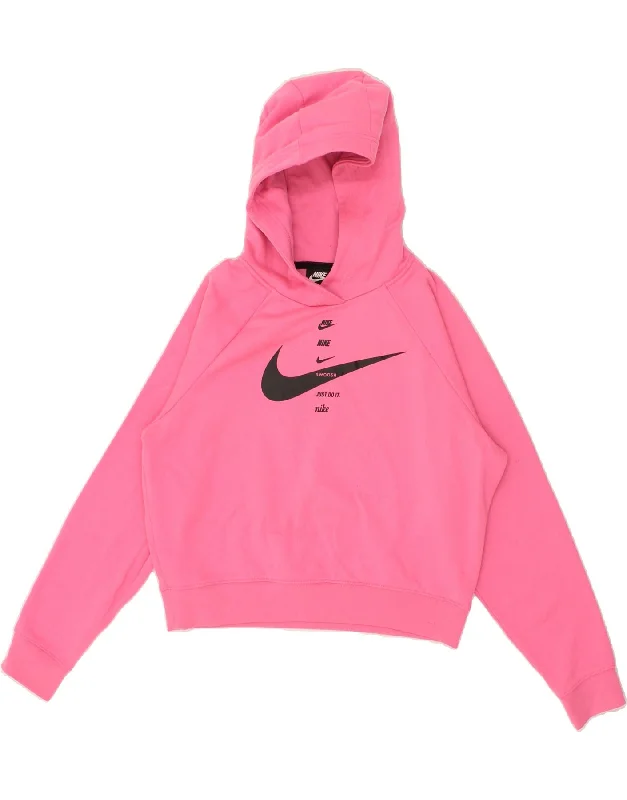 Overstock Sale NIKE Womens Crop Hoodie Jumper UK 10 Small Pink Cotton