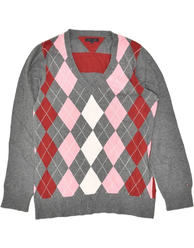 Year-End Sale TOMMY HILFIGER Womens V-Neck Jumper Sweater UK 18 XL Grey Argyle/Diamond Year-End Sale TOMMY HILFIGER Womens V-Neck Jumper Sweater UK 18 XL Grey Argyle/Diamond
