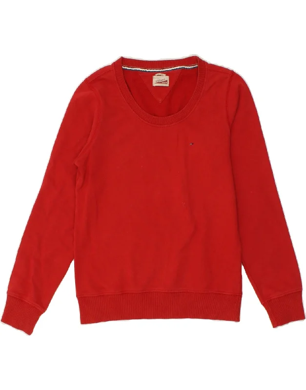 The Best Prices TOMMY HILFIGER Womens Sweatshirt Jumper UK 14 Medium Red Cotton