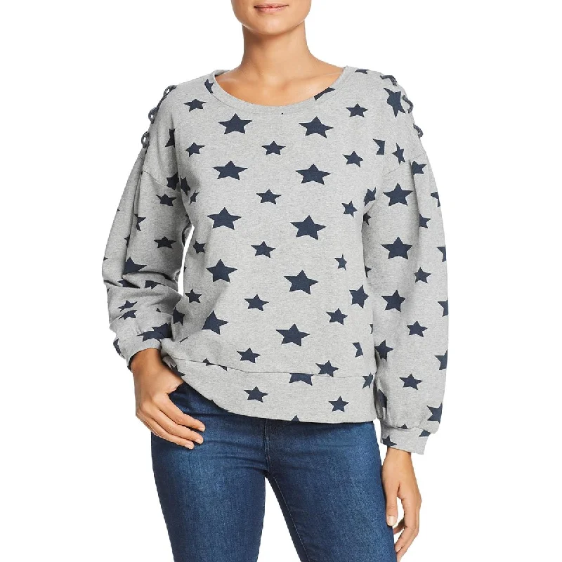 Best Bargains Womens Star Print Lace-Up Sweatshirt
