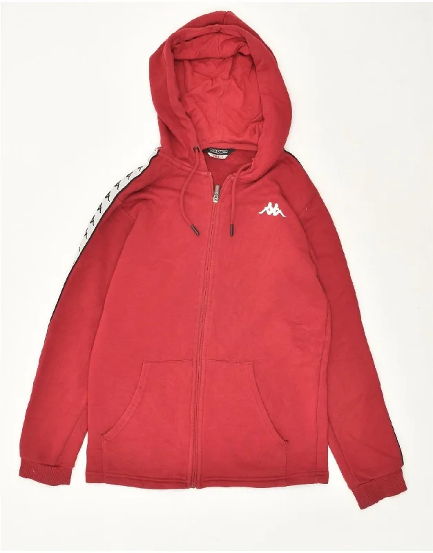 Huge Discounts KAPPA Womens Graphic Zip Hoodie Sweater UK 10 Small Red Colourblock Cotton