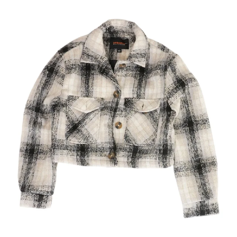 Act Now Beige Plaid Lightweight Jacket