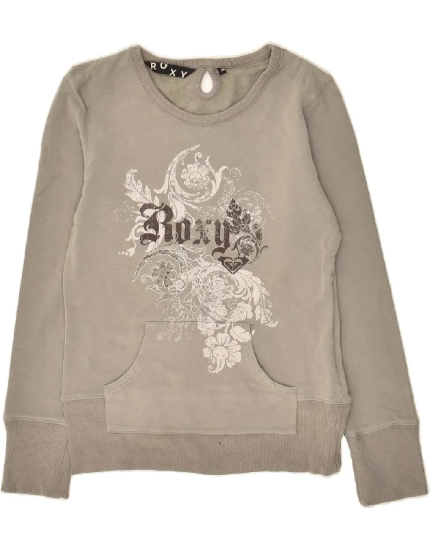 Limited Quantity ROXY Womens Graphic Sweatshirt Jumper UK 12 Medium Grey Floral Cotton Limited Quantity ROXY Womens Graphic Sweatshirt Jumper UK 12 Medium Grey Floral Cotton