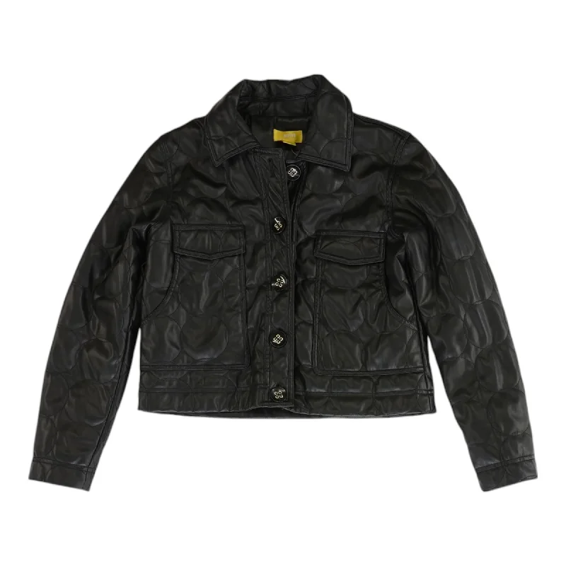 Price Cut Black Solid Faux Leather Jacket