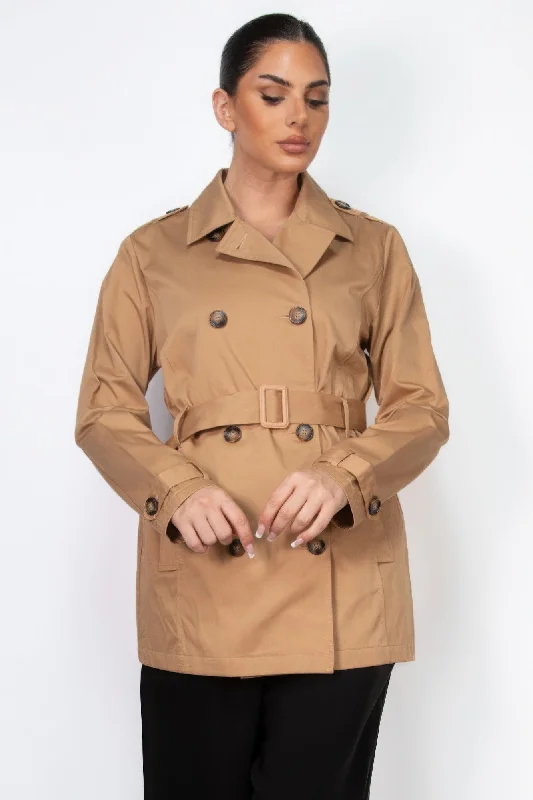 Today’s Deal Double-breasted Notch Belted Coat