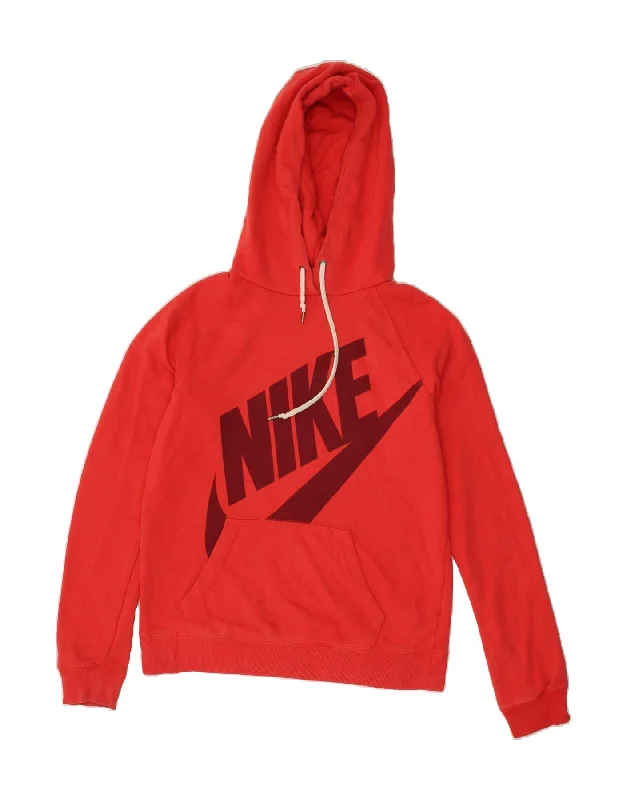 Instant Savings NIKE Womens Graphic Hoodie Jumper UK 10 Small Red Cotton