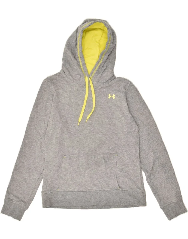 Exclusive Savings UNDER ARMOUR Womens Hoodie Jumper UK 14 Large Grey Flecked Cotton