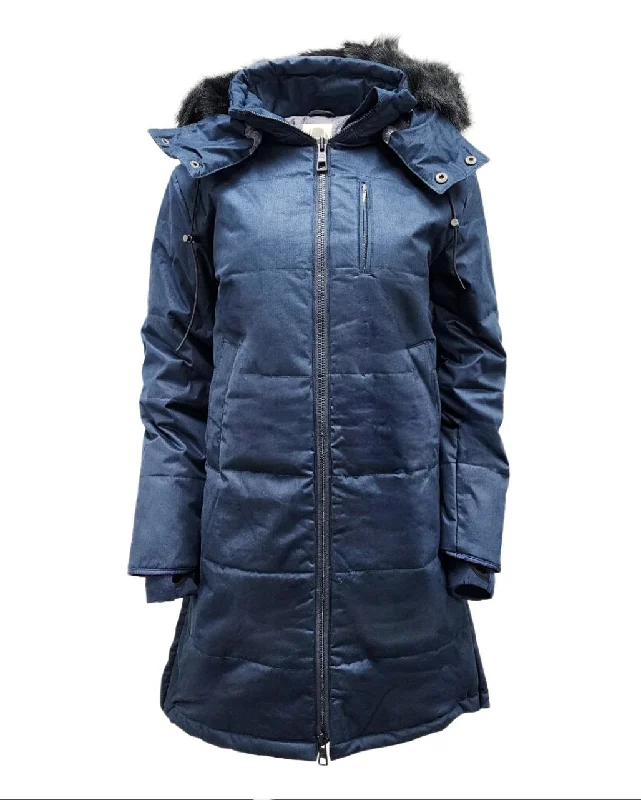 Savings Alert HoodLamb Women's Midnight Blue Nordic Hemp Warm Vegan Puffer Coat NWT