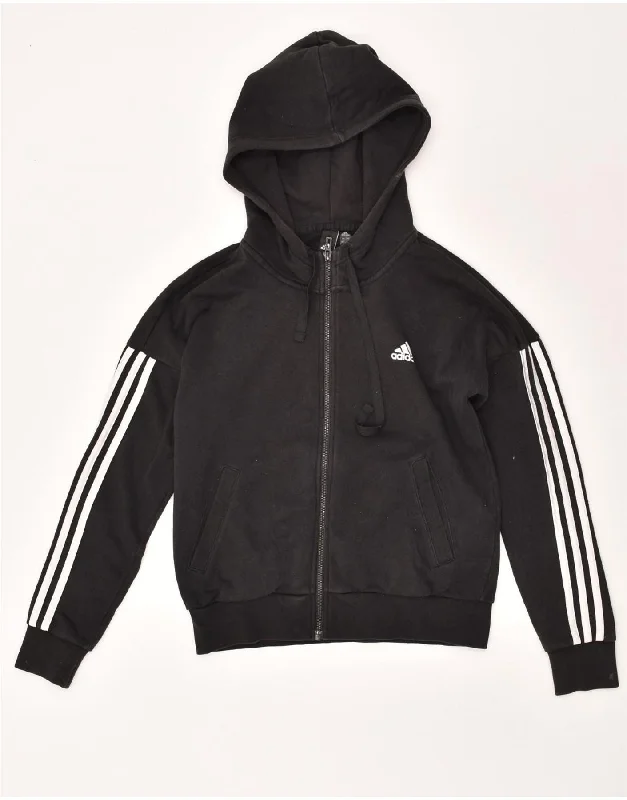New Markdowns ADIDAS Womens Oversized Zip Hoodie Sweater UK 8/10 Small Black Cotton