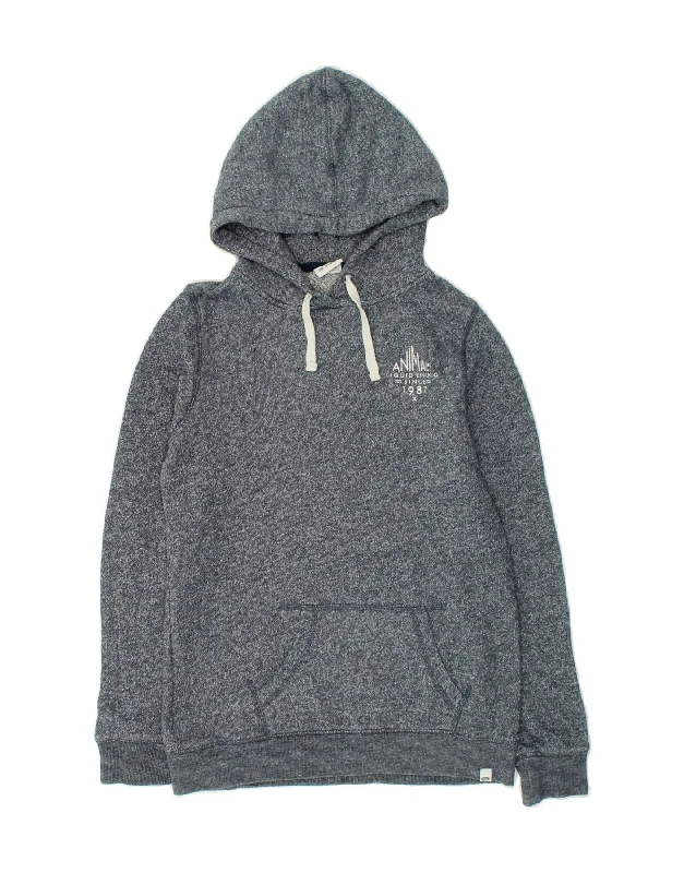 Final Sale ANIMAL Womens Hoodie Jumper UK 10 Small Navy Blue Flecked Cotton