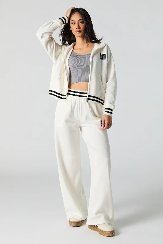 Blowout Deals 10 Embroidered Fleece Wide Leg Sweatpant