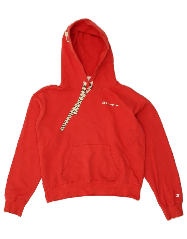 Midnight Madness CHAMPION Womens Graphic Hoodie Jumper UK 10 Small Red Cotton