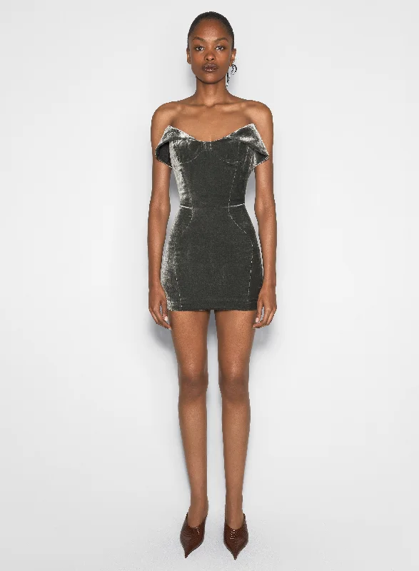 Markdown Madness silver velvet mini dress