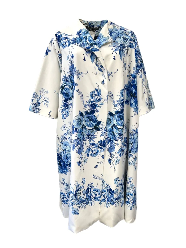Savings Bonanza Marina Rinaldi Women's Bianco Tenero Floral Printed Duster Coat