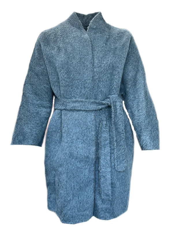 Discount Days Marina Rinaldi Women's Blue Ninfa Alpaca Wool Coat Size 14W/23 NWT
