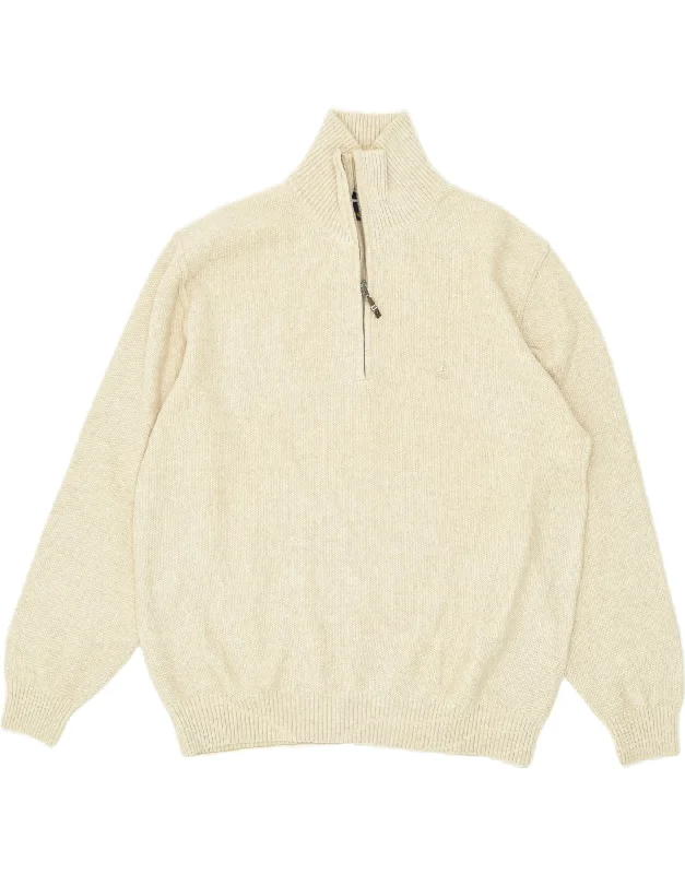New Arrival NAVIGARE Womens Zip Neck Jumper Sweater UK 18 XL Beige Acrylic