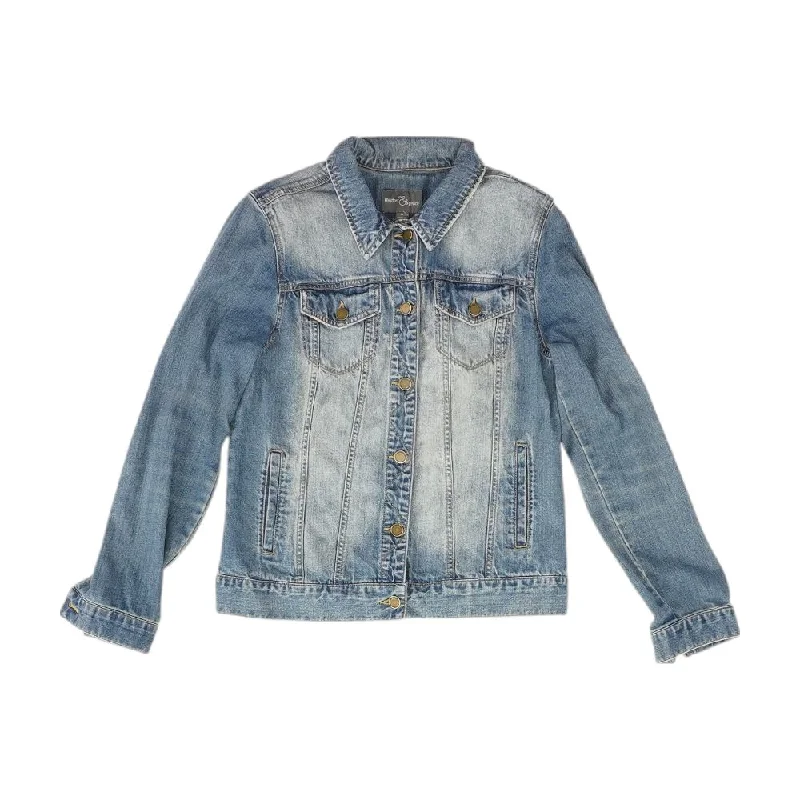New Markdowns Blue Solid Denim Jacket