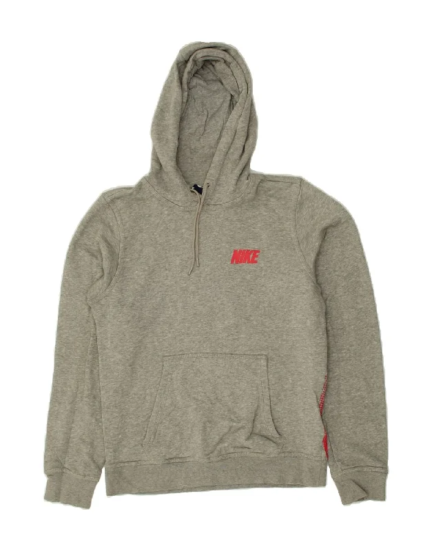 Midnight Madness NIKE Womens Graphic Hoodie Jumper UK 10 Small Grey Cotton