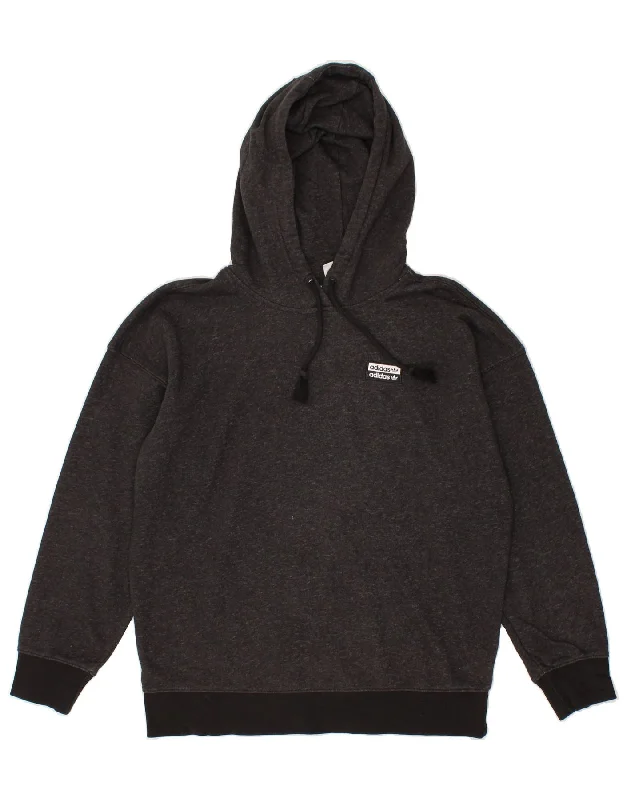 Bonus Savings ADIDAS Womens Oversized Graphic Hoodie Jumper UK 8 Small Grey Flecked