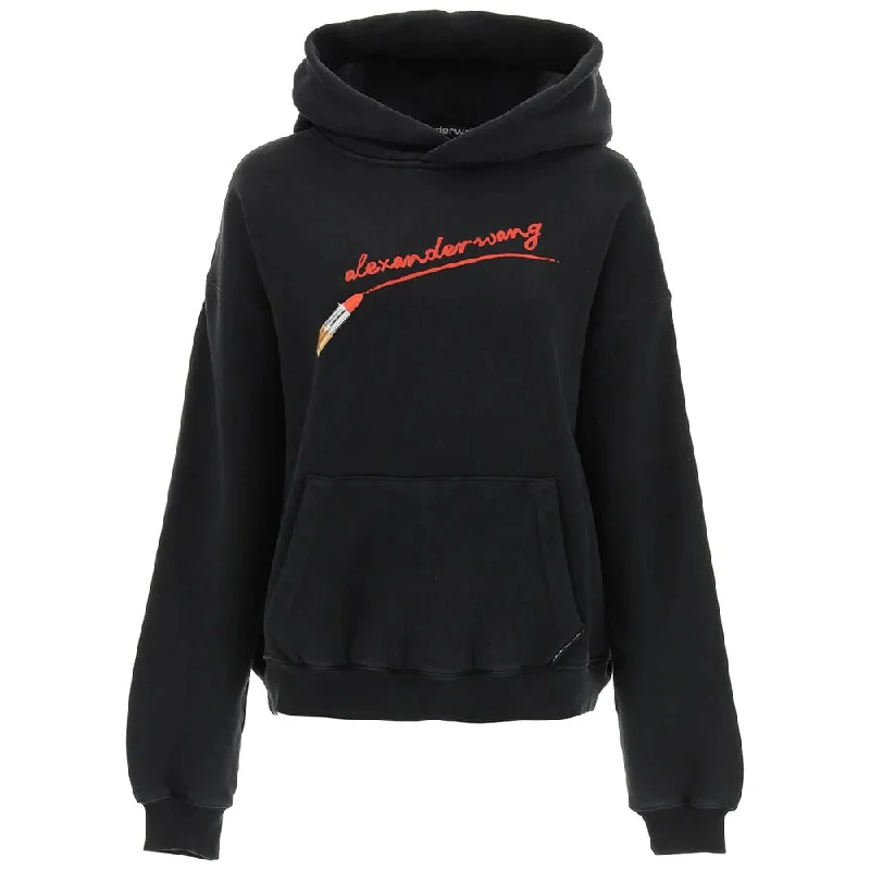 Savings Galore Alexander Wang Women's Classic Sweatshirt Hooodie with Lipstick Graphic in Black