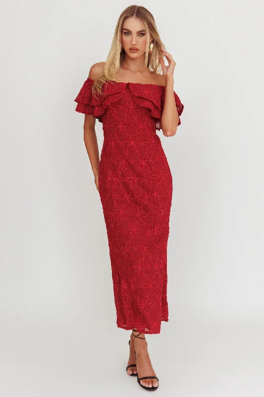 Act Now Beauty Within Off-Shoulder Maxi Dress Wine