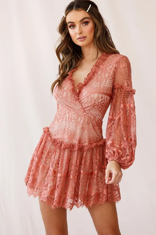 Deal Frenzy Albany Open Back Frill Dress Rose