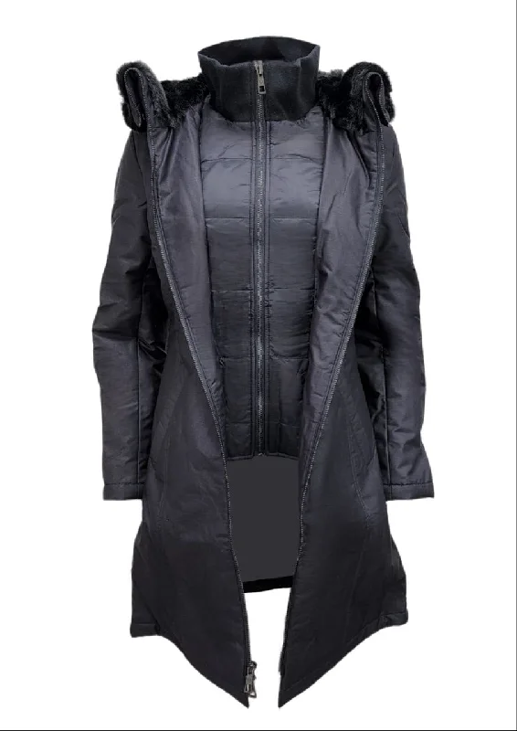 Lowest Price HoodLamb Women's Black 2-1 Long Natural Hemp Inner Vest Puffer NWT