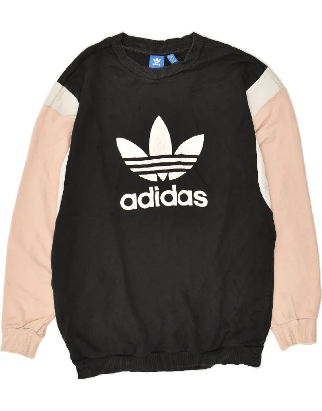 Don’t Miss Out ADIDAS Womens Oversized Graphic Sweatshirt Jumper UK 12 Medium Black