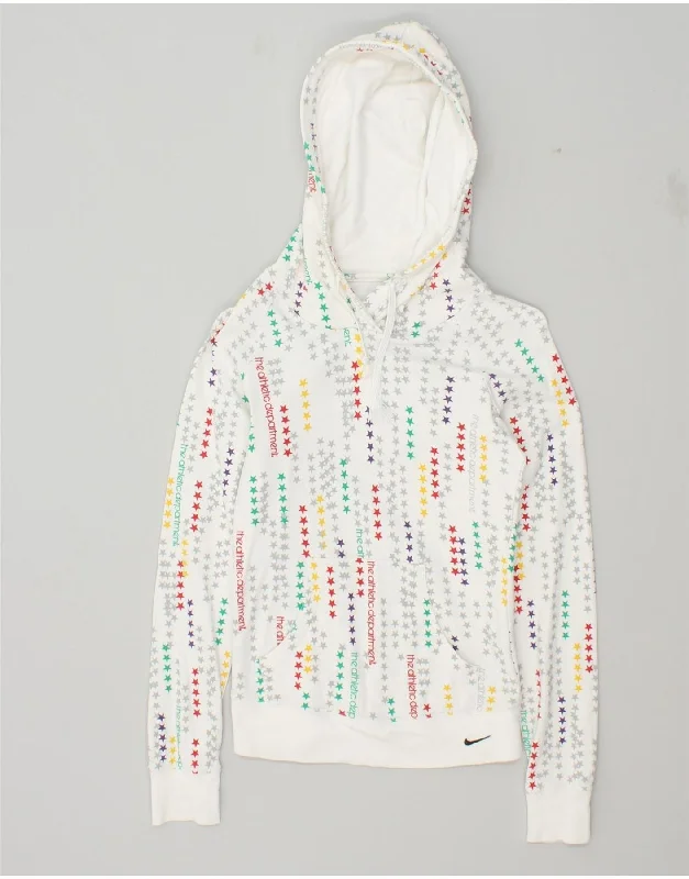 Big Discounts NIKE Womens Abstract Pattern Hoodie Jumper UK 4/6 XS White Cotton
