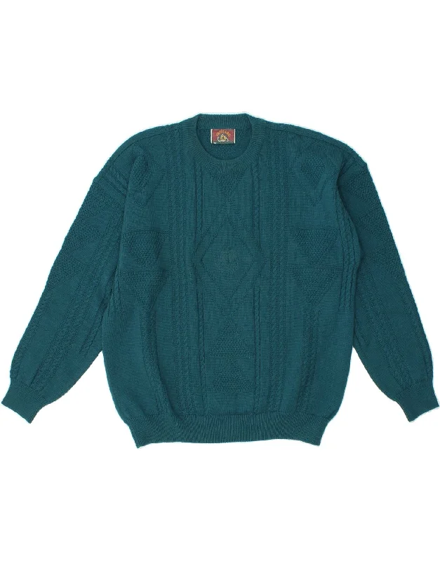 Low Prices NAVIGARE Womens Crew Neck Jumper Sweater UK 14 Medium Turquoise Wool