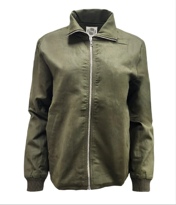 Exclusive Offers HoodLamb Women's Green Side Zip Collared Natural Hemp Jacket 420 NWT