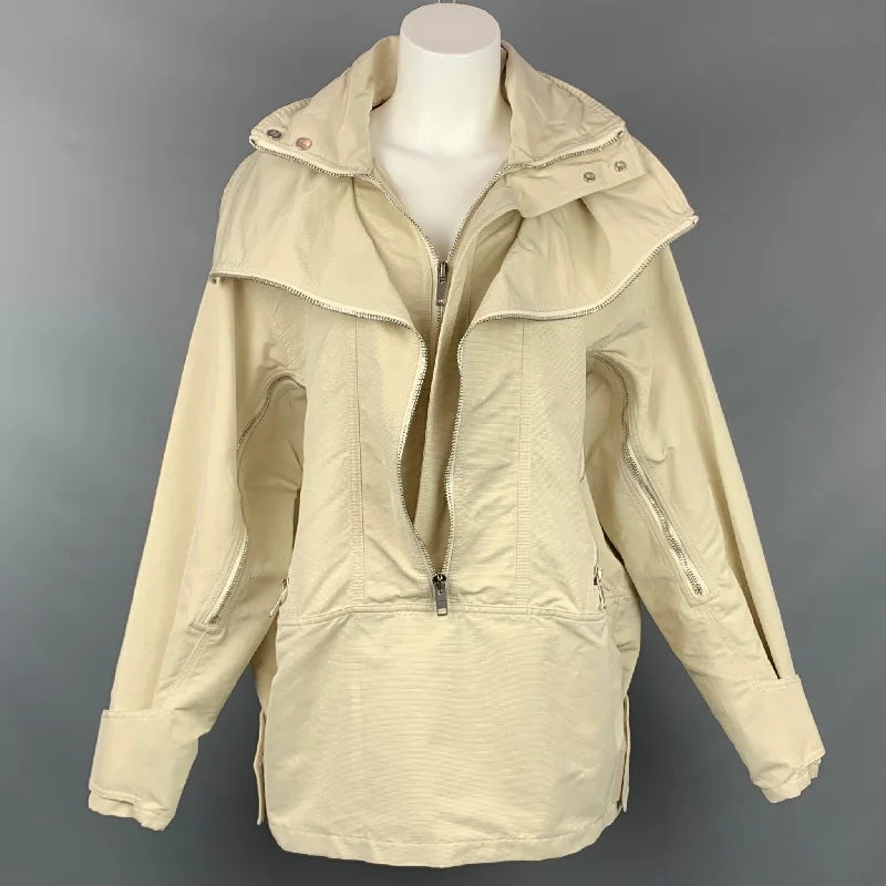 TIME-Limited Offer GIVENCHY Spring 2021 Size 4 Beige Cotton / Polyester Zip Detail Windbreaker Jacket